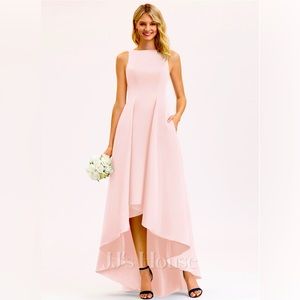 A-line Scoop Asymmetrical Satin Dress #206463